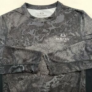 Realtree Fishing Mens Gray Camo Long Sleeve Mesh Panel Jersey Tee Shirt - M
